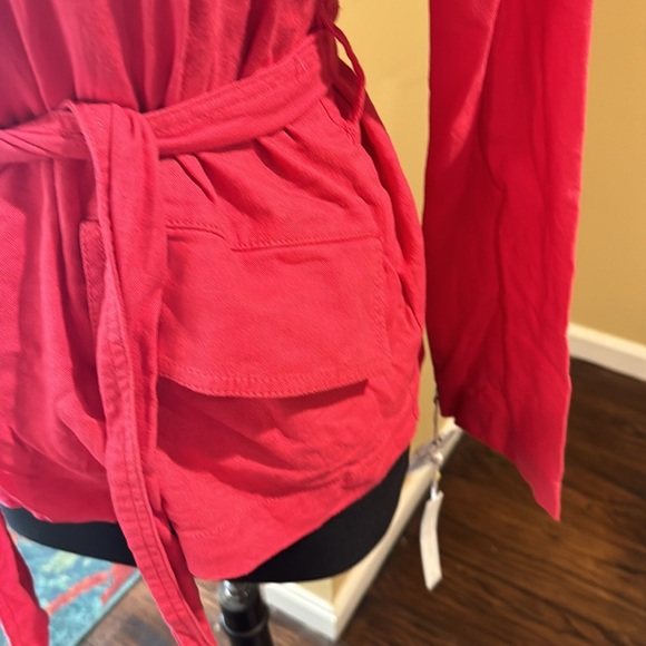 Calson‎  NWT Cherry Red Chateaux Linen Blend Belted Jacket - Picture 4 of 12